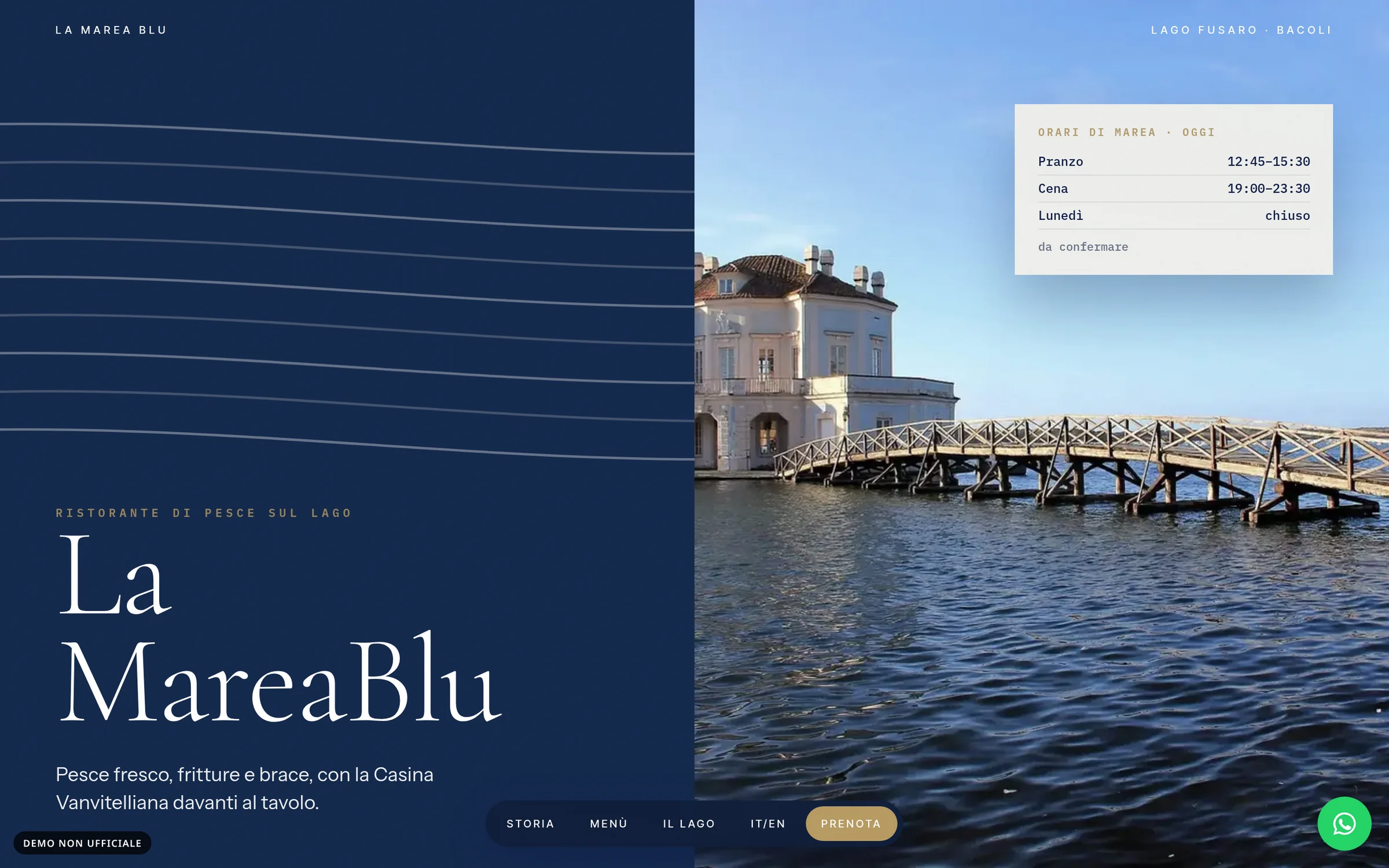 Anteprima desktop del concept per La Marea Blu